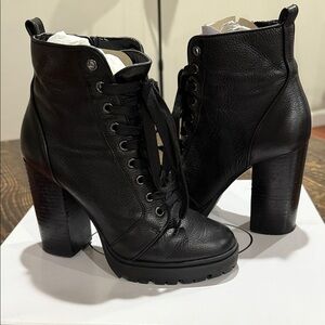 Steve Madden Black Lace Up Boots